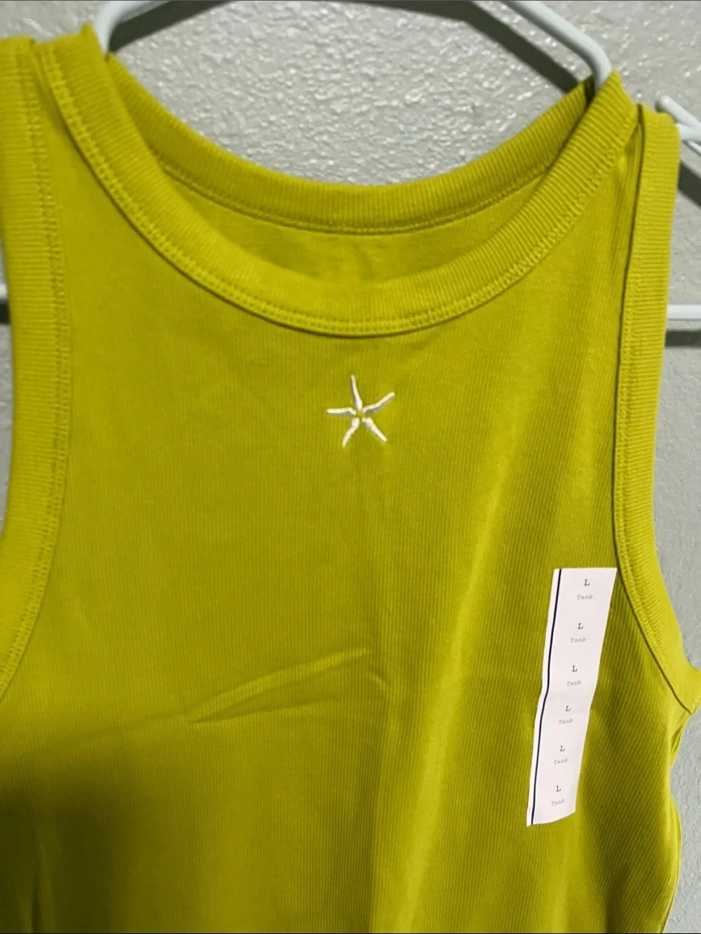 a new day Lime Green Ribbed Star-Embroidered Tank